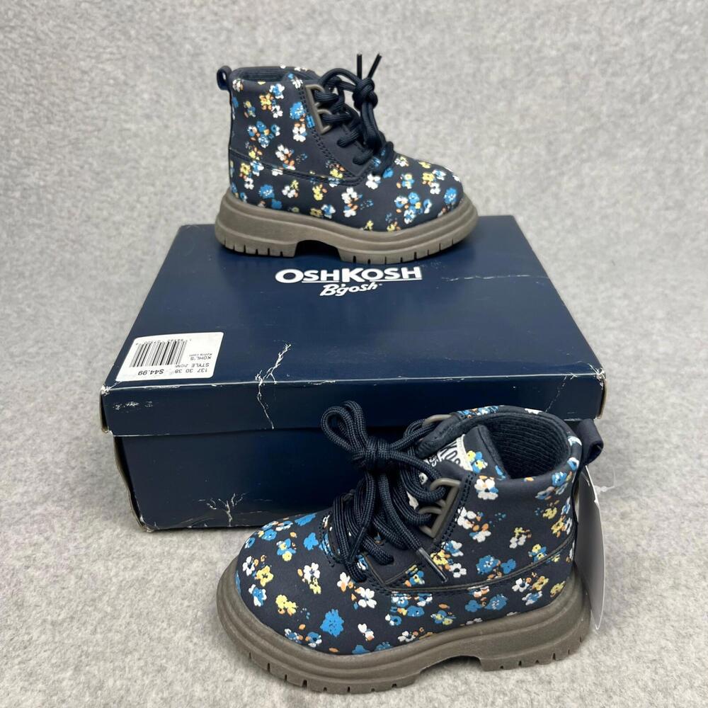 Oshkosh B'gosh Floral Ankle Boots Girls Toddler Size 5T Laced Up Fall Casual